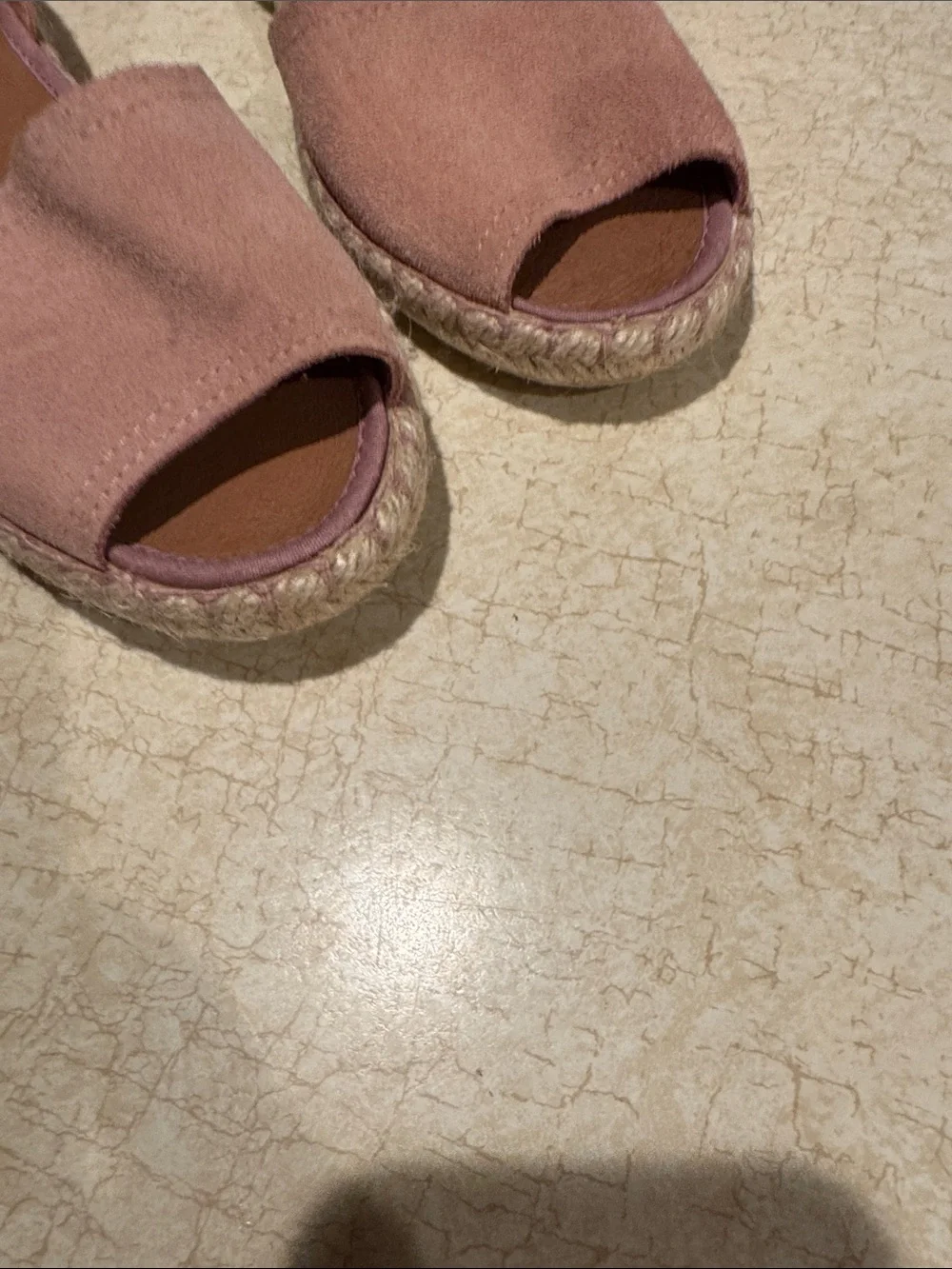 Women's Suede Open-Toe Espadrille Wedge - Dusty Rose